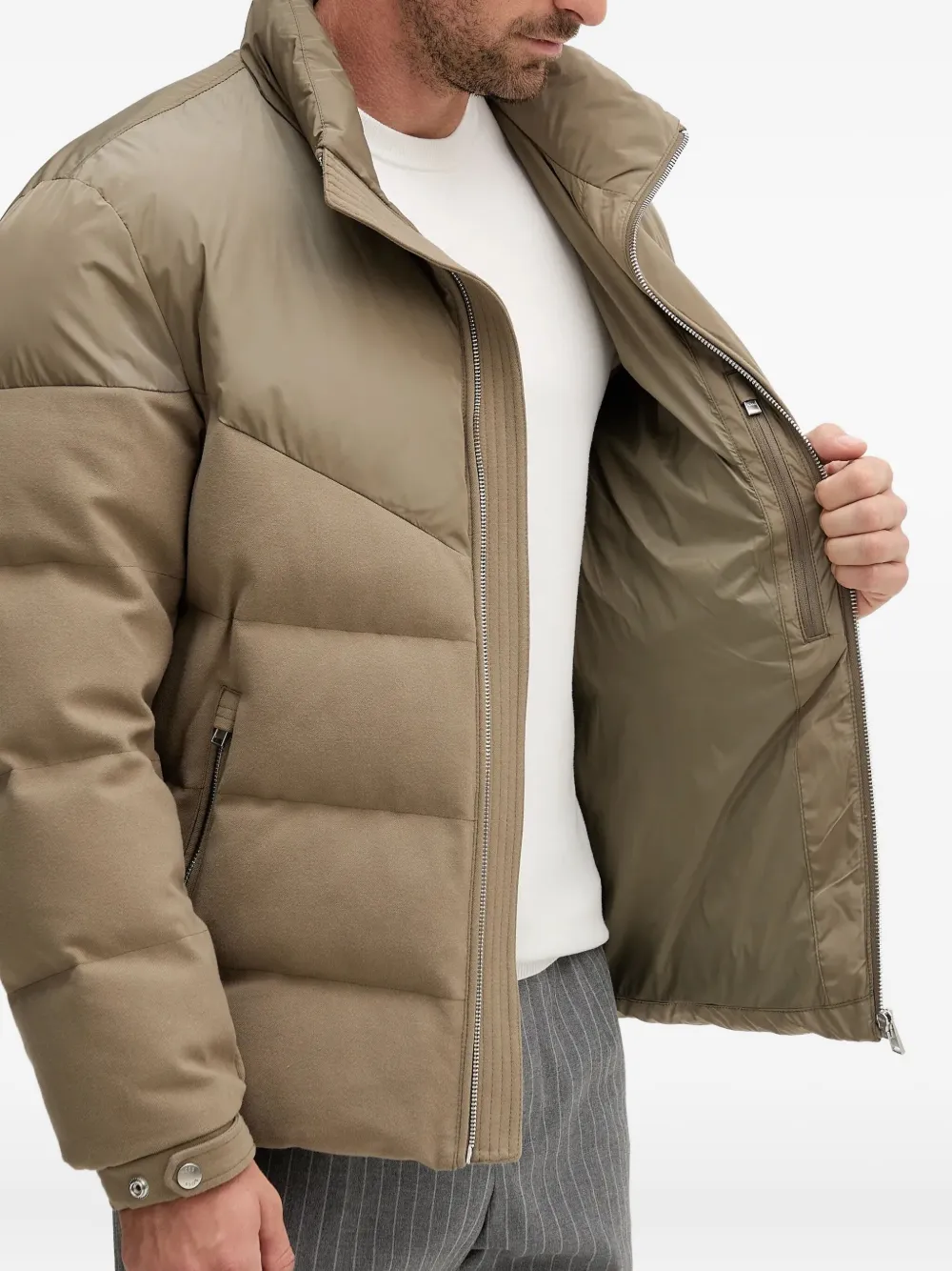 BOSS Gewatteerd jack met rits Beige