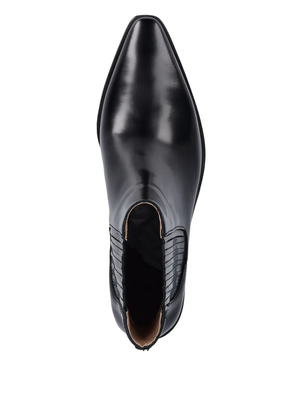 Hugo Boss Pointed-toe Panelled Boots In Black