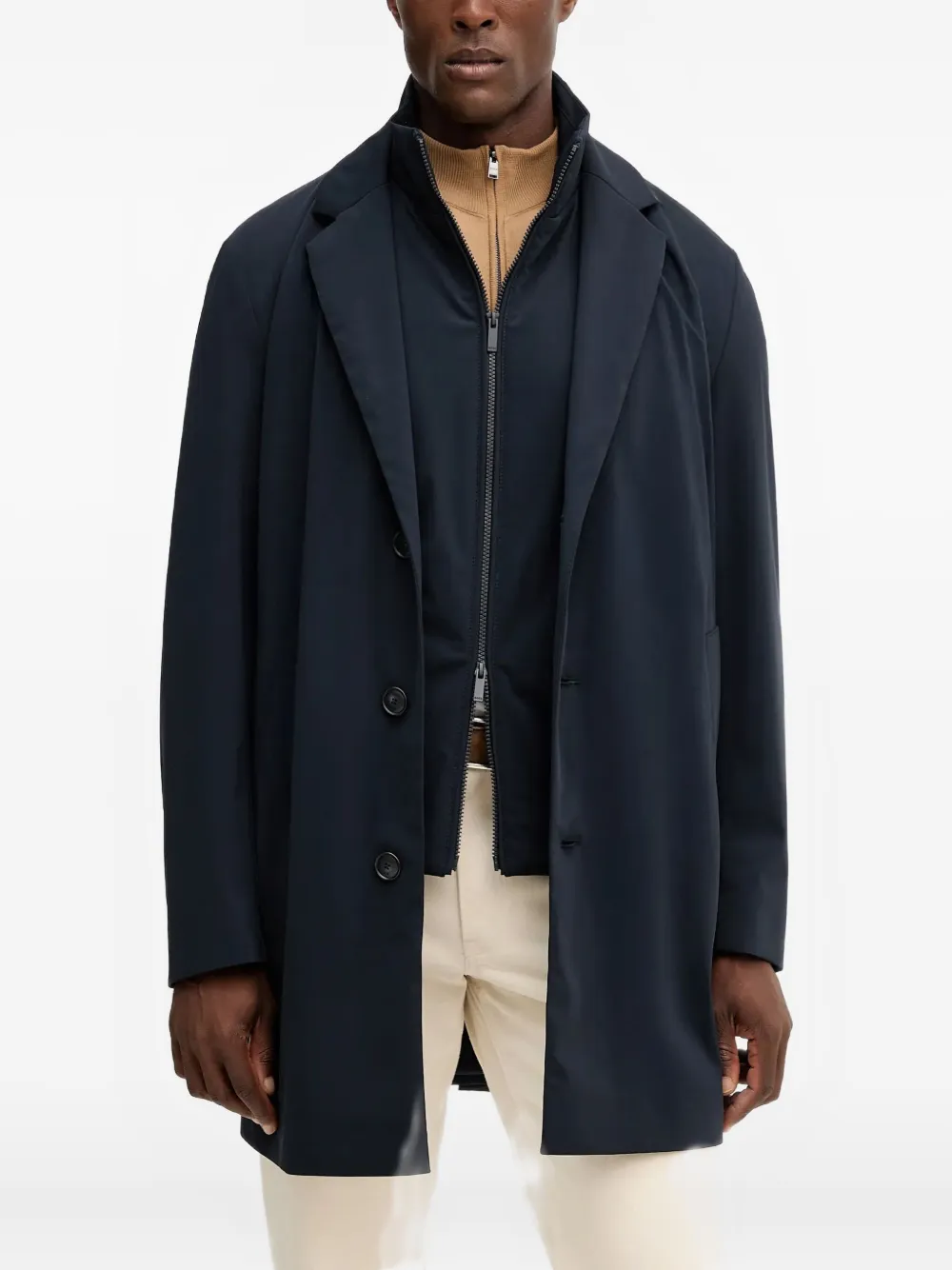 BOSS layered coat Blauw