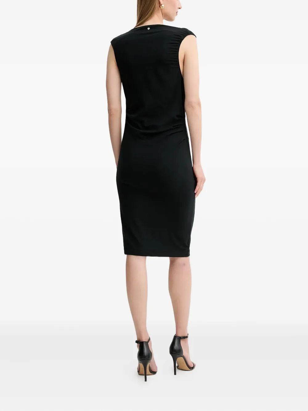 Hugo Boss Draped Sleeveless Midi Dress In Black