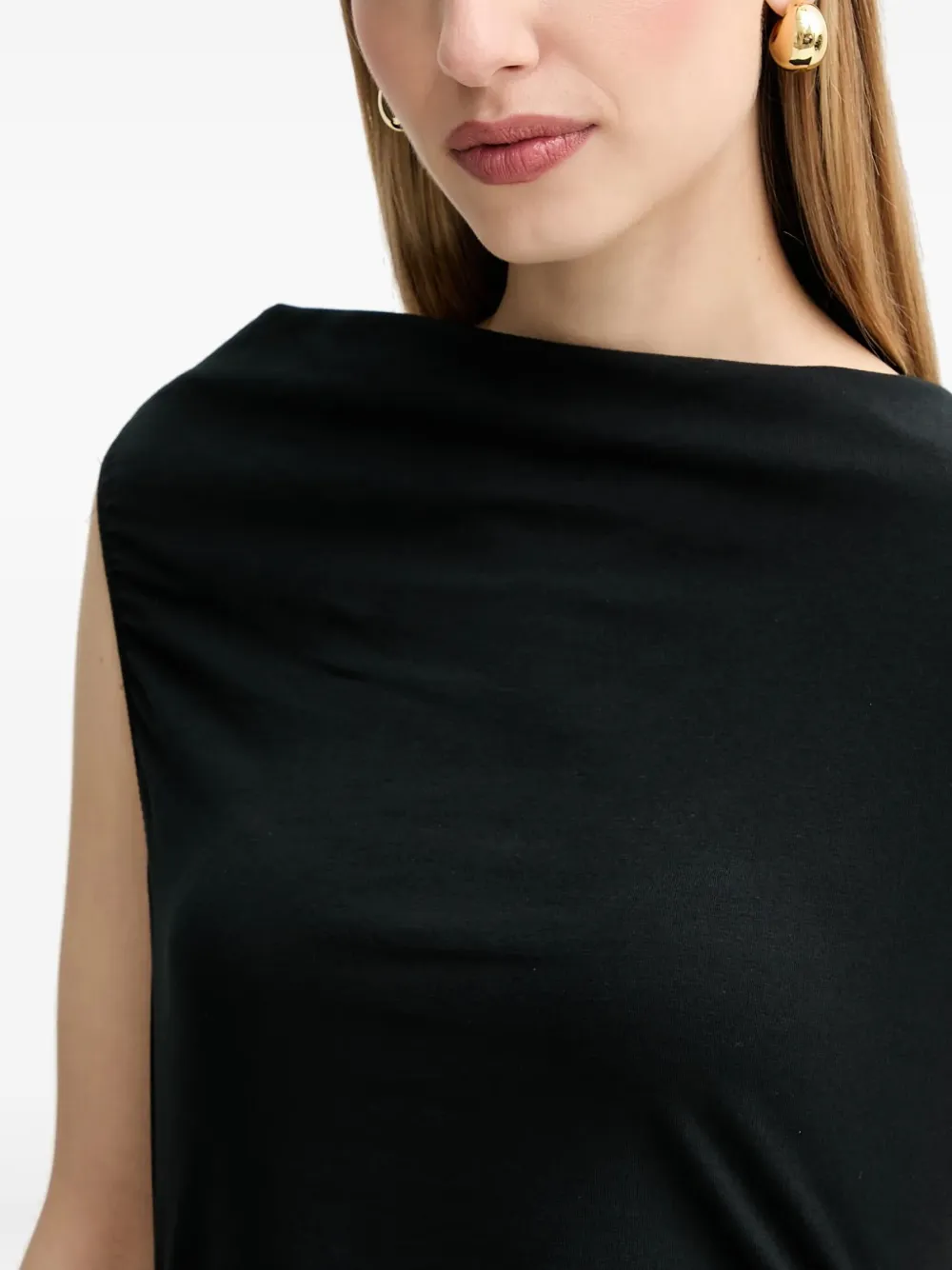 Hugo Boss Draped Sleeveless Midi Dress In Black