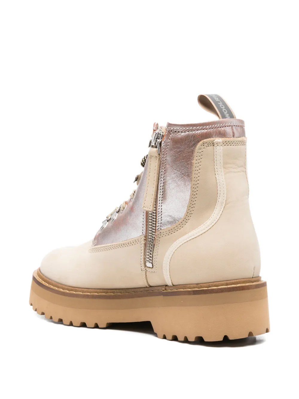 Woolrich metallic-panel lace-up boots Neutrals