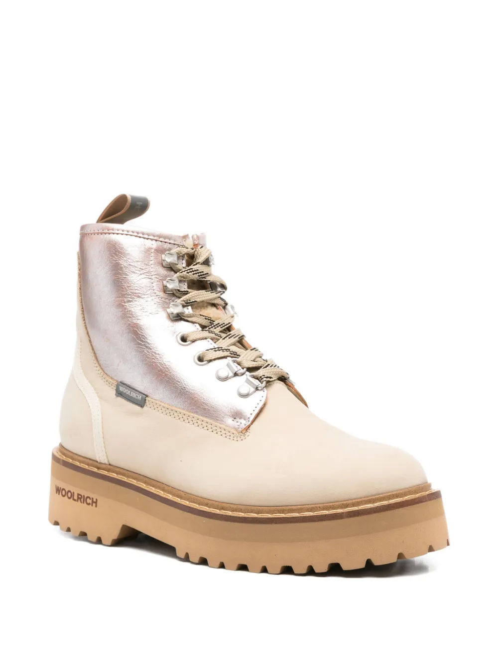 Woolrich metallic-panel lace-up boots Neutrals