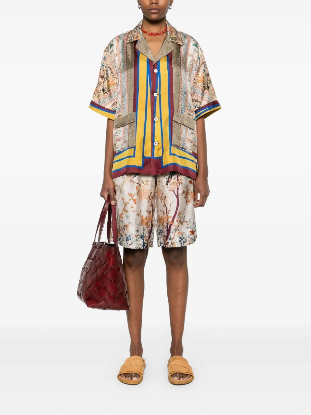 Pierre-Louis Mascia ALOE shirt met zak en patroon Beige