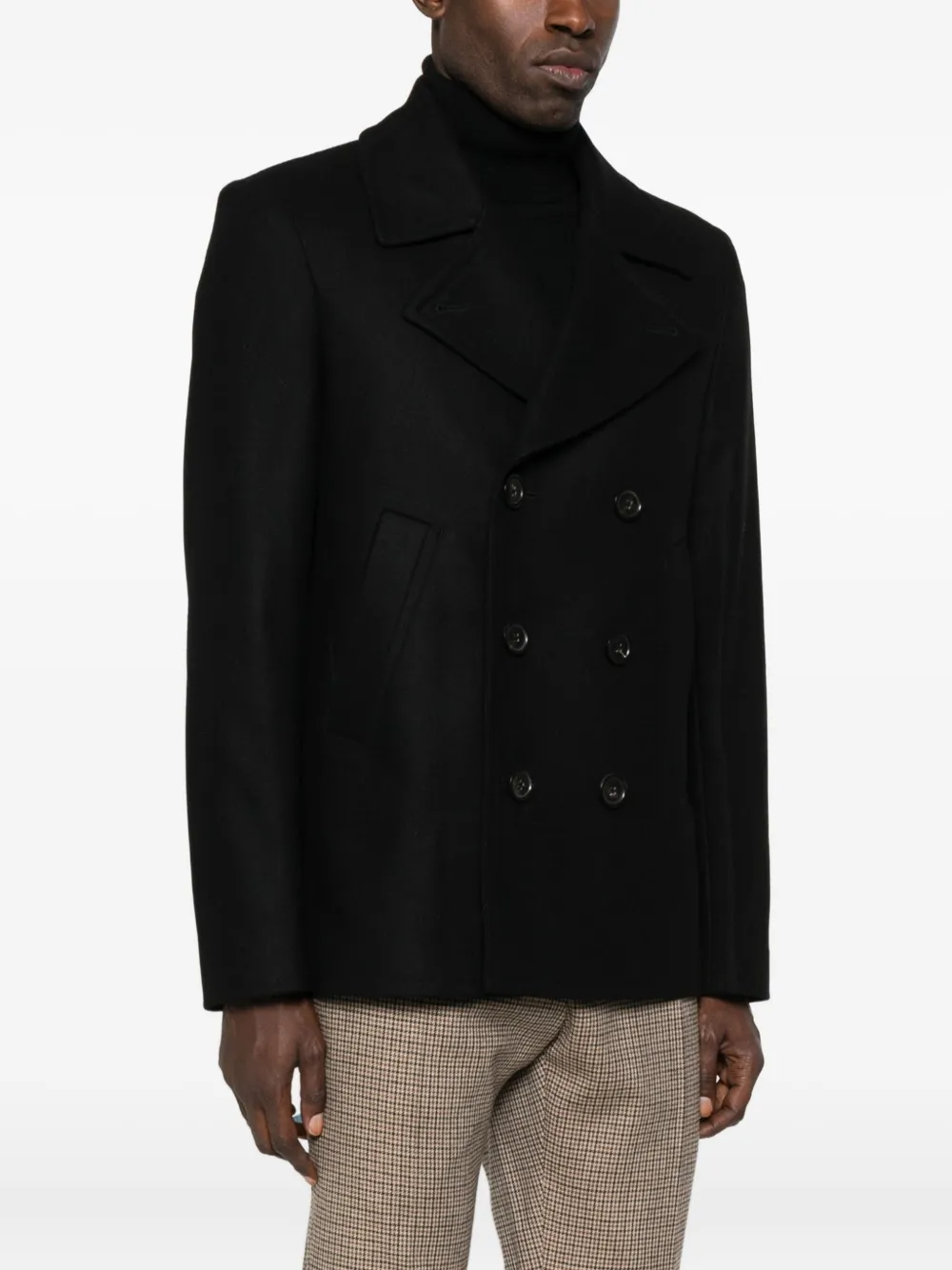 Paul Smith Double-breasted Peacoat In Black