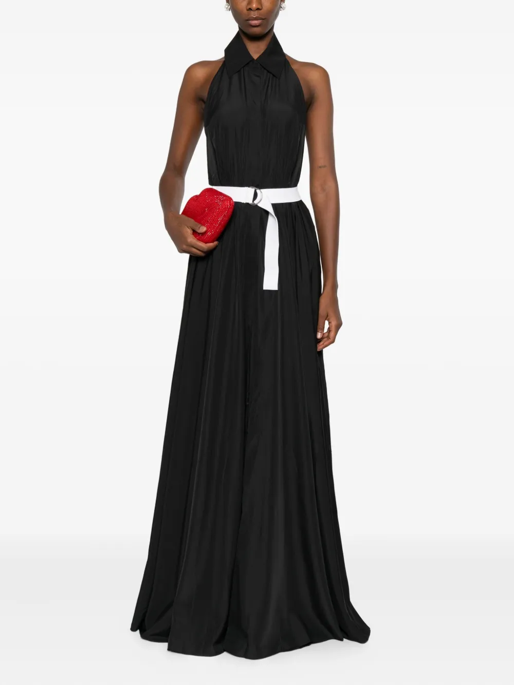 Norma Kamali belted maxi dress - Zwart