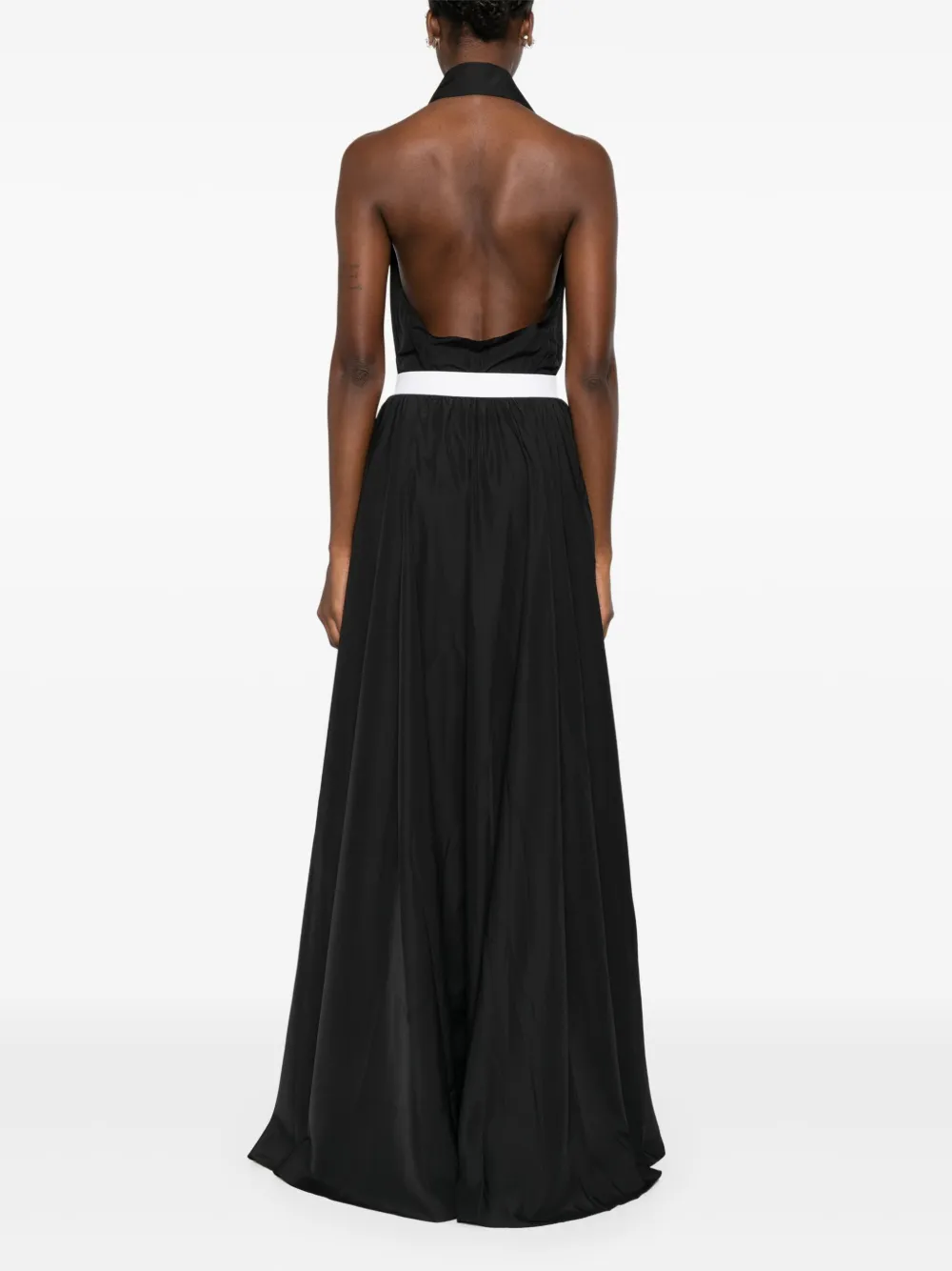 Norma Kamali Halterneck Belted Maxi Dress In Black