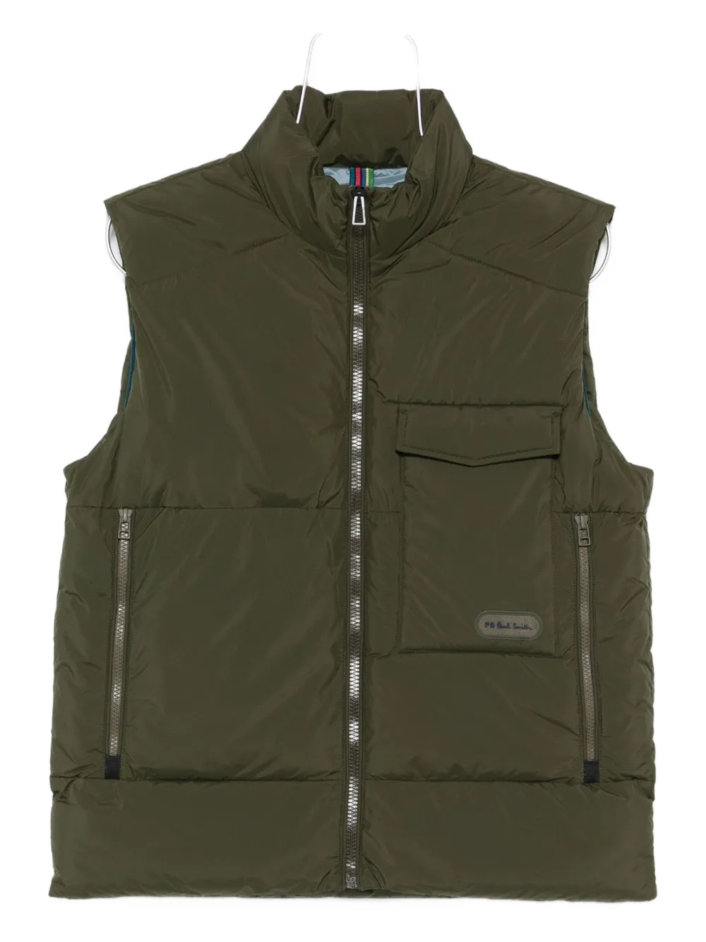 Paul Smith Quilted Zip-front Gilet In Green