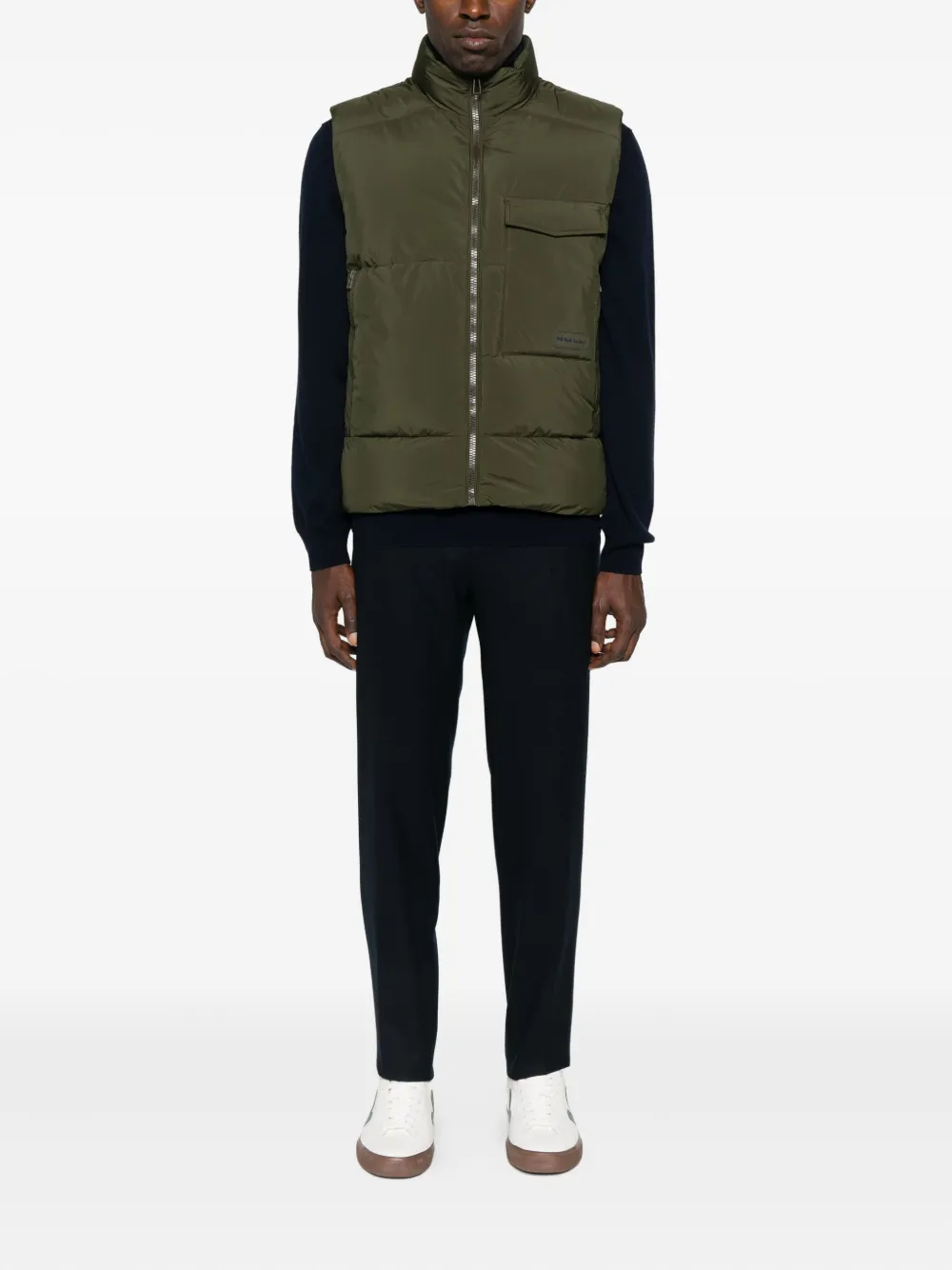 Paul Smith Quilted Zip-front Gilet In Green