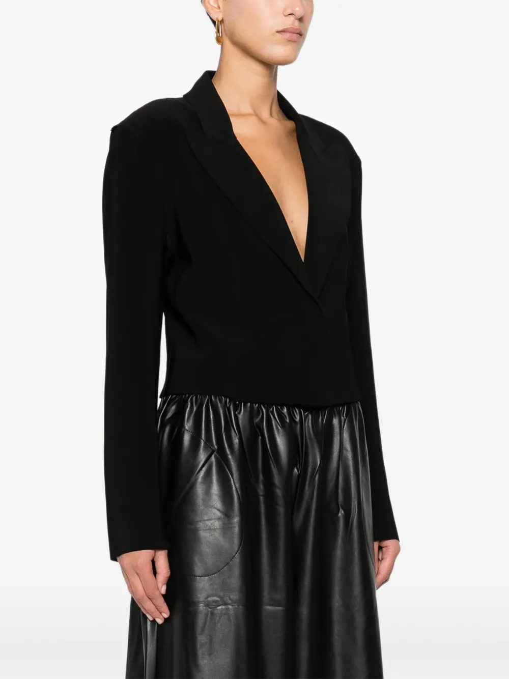 Norma Kamali Cropped jack met V-hals Zwart