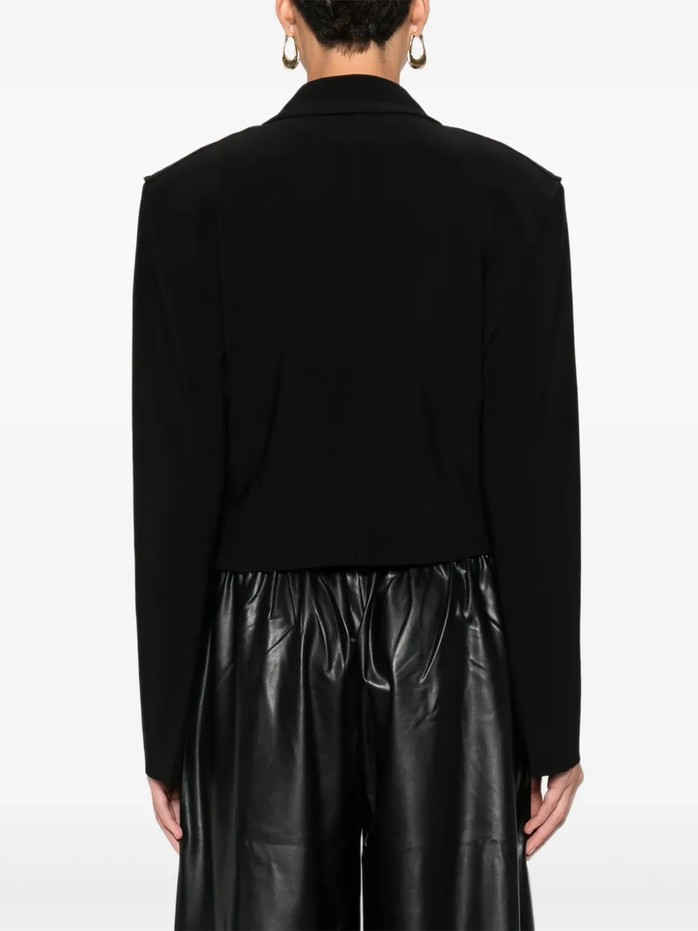 Norma Kamali Cropped jack met V-hals Zwart