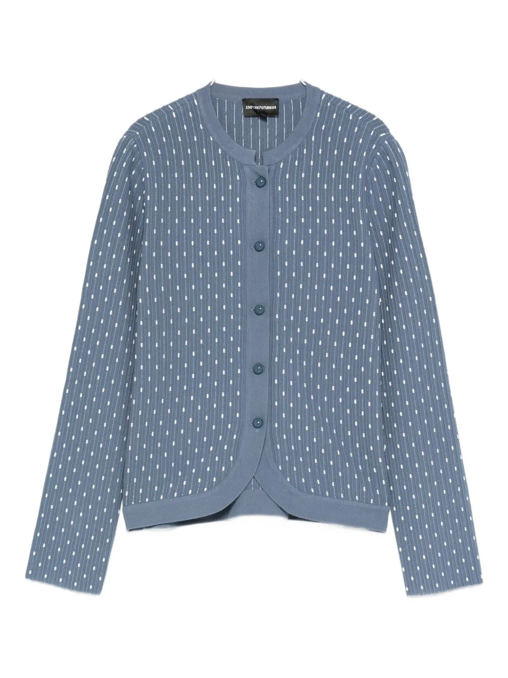 Emporio Armani Dot-pattern Ribbed Cardigan In Blue