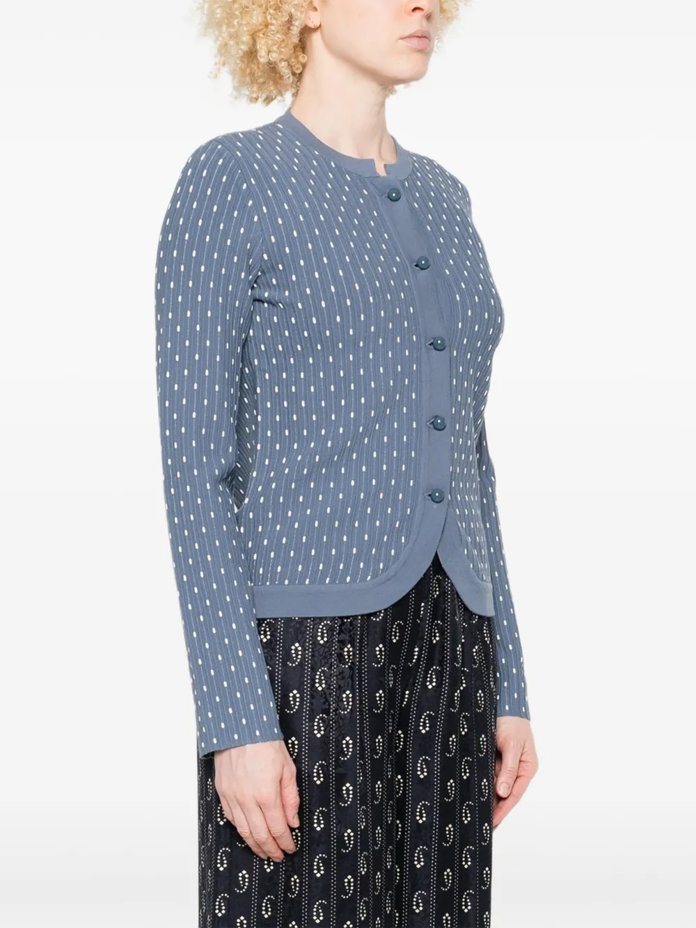 Emporio Armani Geribbeld vest met stippen Blauw