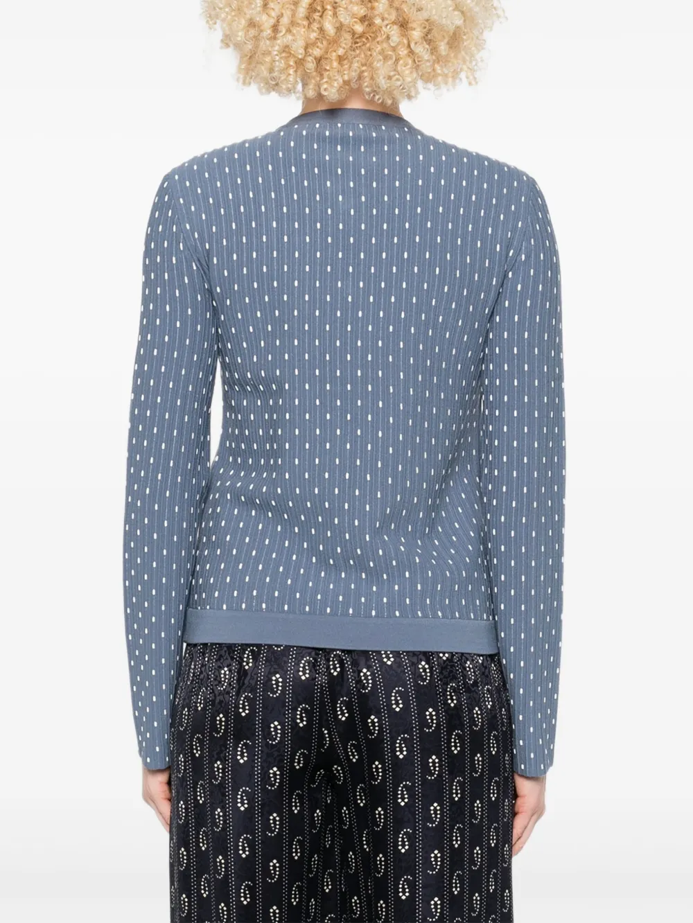 Emporio Armani Geribbeld vest met stippen Blauw