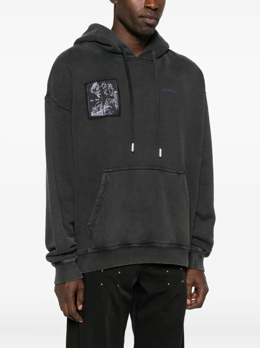 Off-white Off White Faded Painting Skate Cotton Hoodie In Black