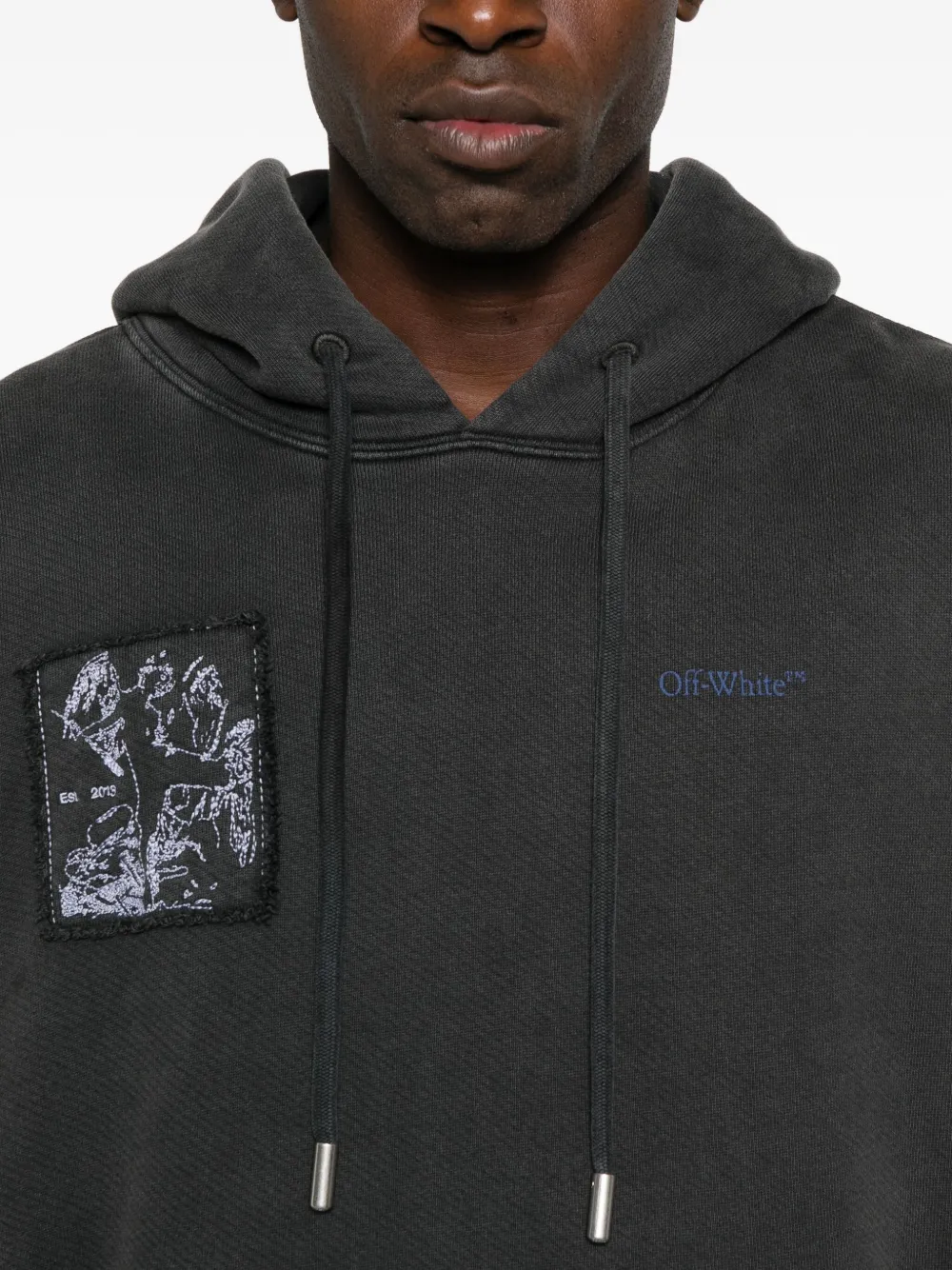 Off-white Off White Faded Painting Skate Cotton Hoodie In Black