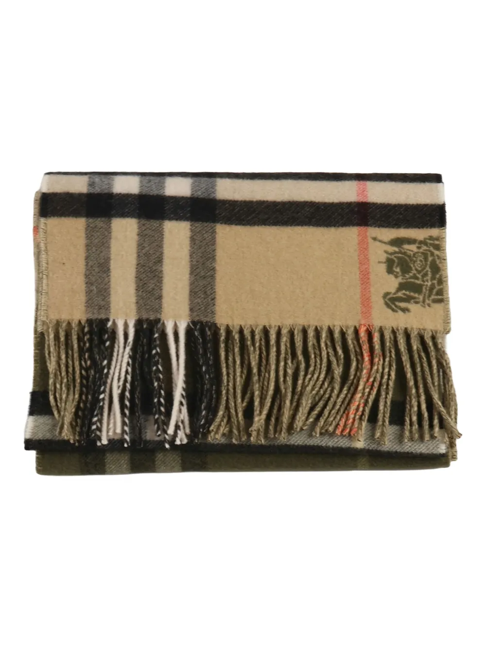 Burberry Double-faced Check Cashmere Scarf In Green