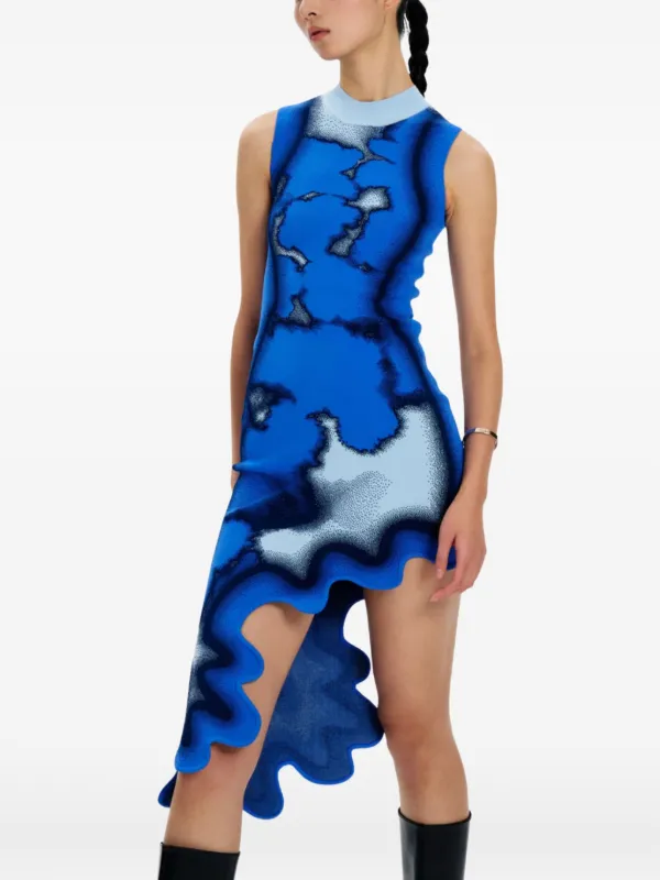 Brooklyn tie-dye wavy dress, Blue / L / PF25DR013BLUEBERRY