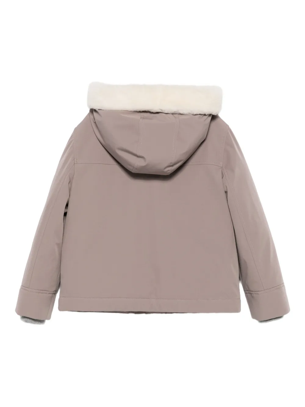Brunello Cucinelli Kids Jack met capuchon en fleece afwerking Bruin