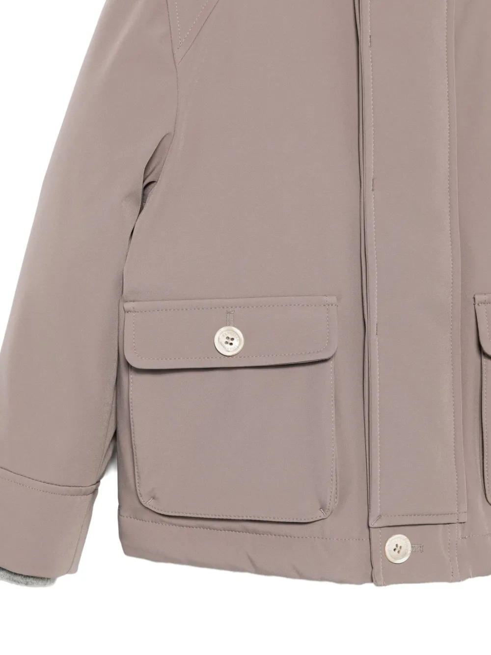 Brunello Cucinelli Kids Jack met capuchon en fleece afwerking Bruin