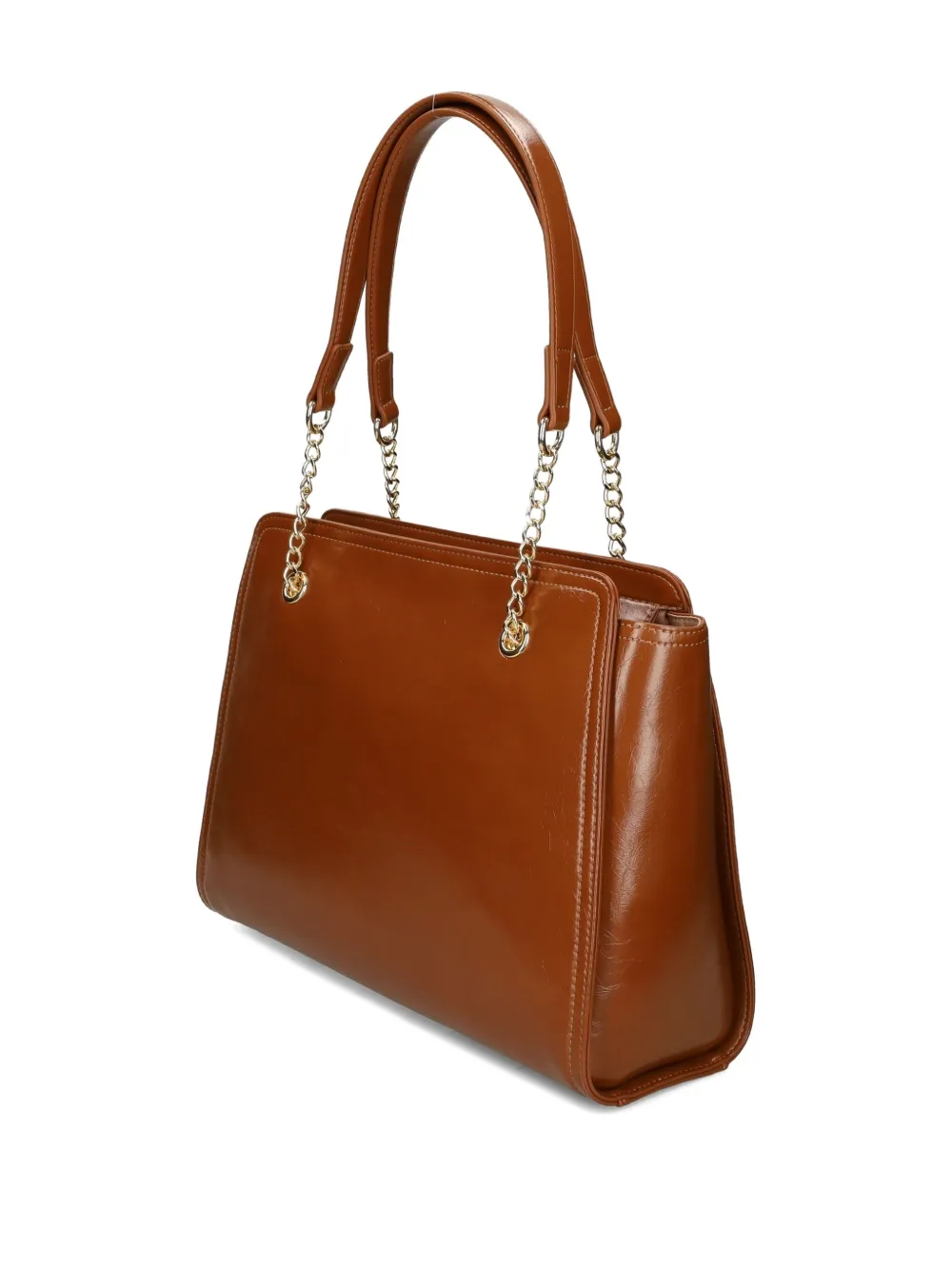 Love Moschino Logo-plaque Studded Shoulder Bag In Brown