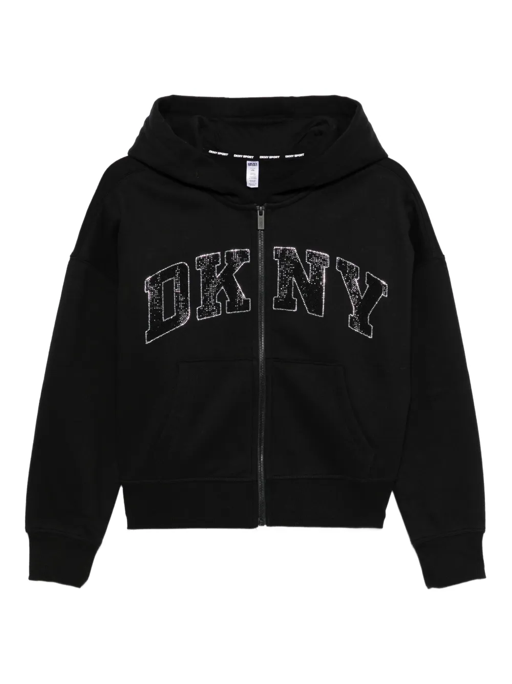 DKNY rhinestone-embellished zip-up hoodie | Black | Image 1