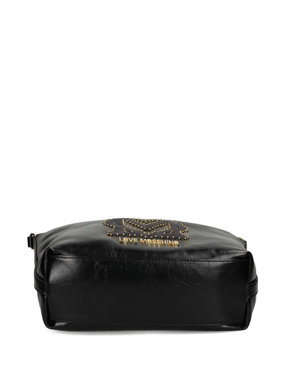 Love Moschino Schoudertas met logoplakkaat en studs - Zwart