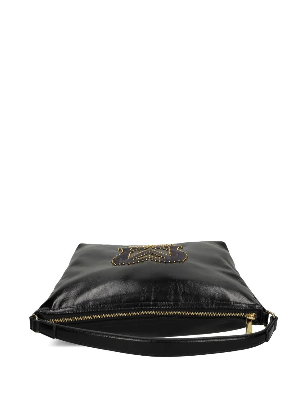 Love Moschino Logo-plaque Studded Shoulder Bag In Black