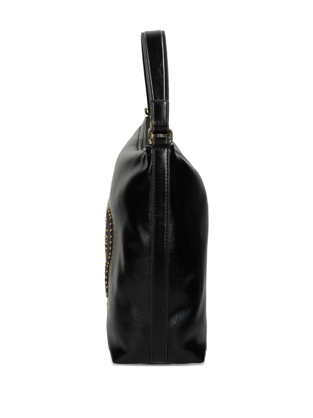 Love Moschino Logo-plaque Studded Shoulder Bag In Black