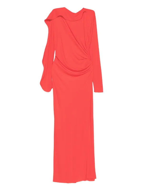 Victoria Beckham Draped Long-Sleeve Maxi Dress - Red