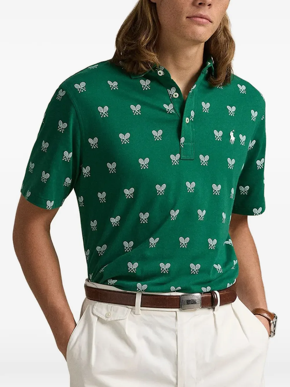 Polo Ralph Lauren racquet-print polo shirt - Verde