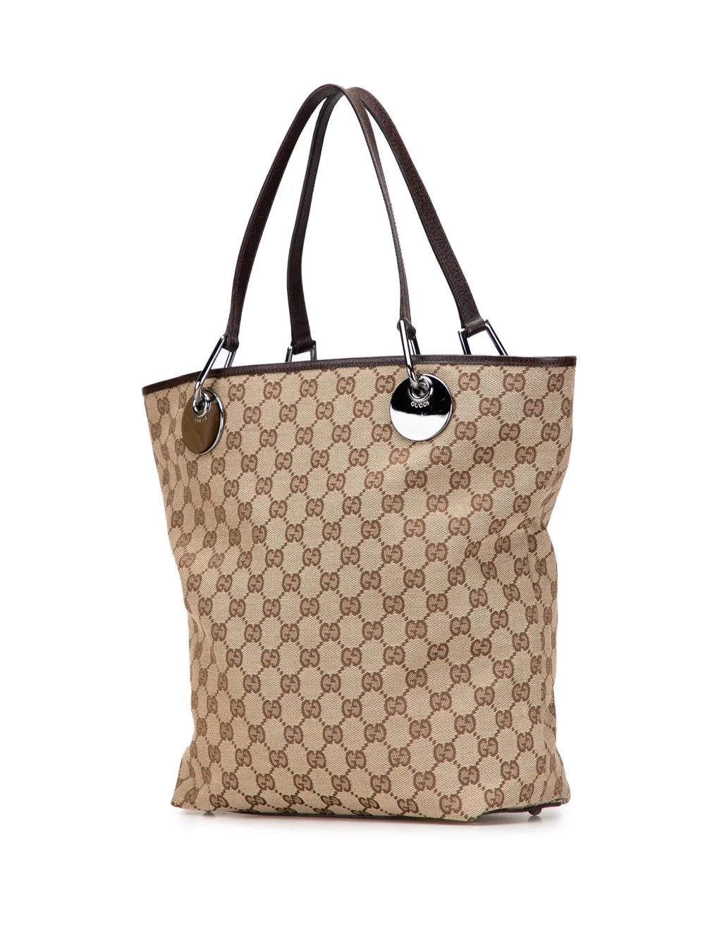 Pre-owned Gucci 2000-2015 Large Gg Canvas Eclipse Tote Bag In Brown