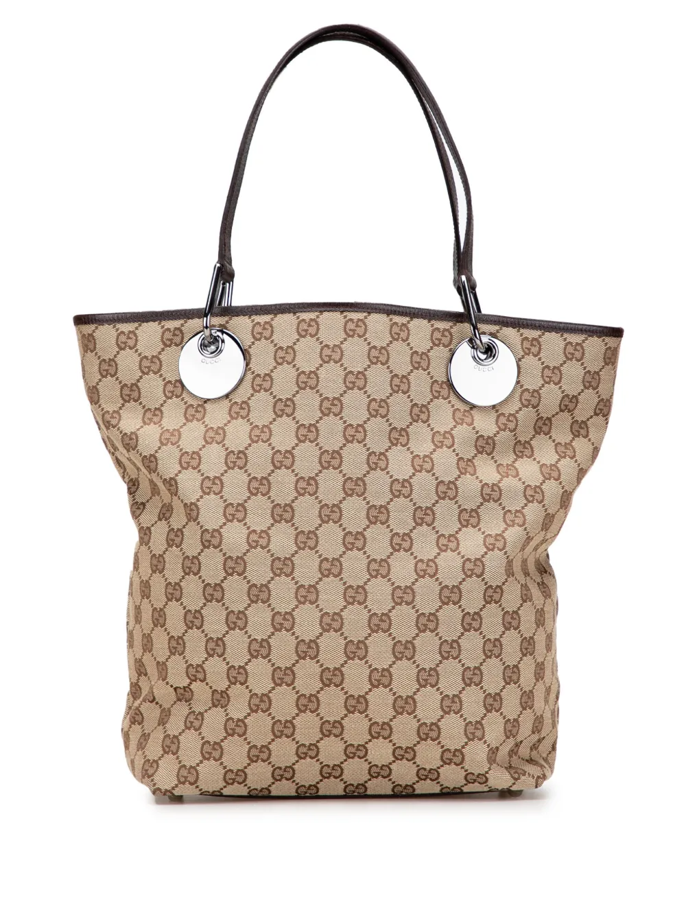Pre-owned Gucci 2000-2015 Large Gg Canvas Eclipse Tote Bag In Brown