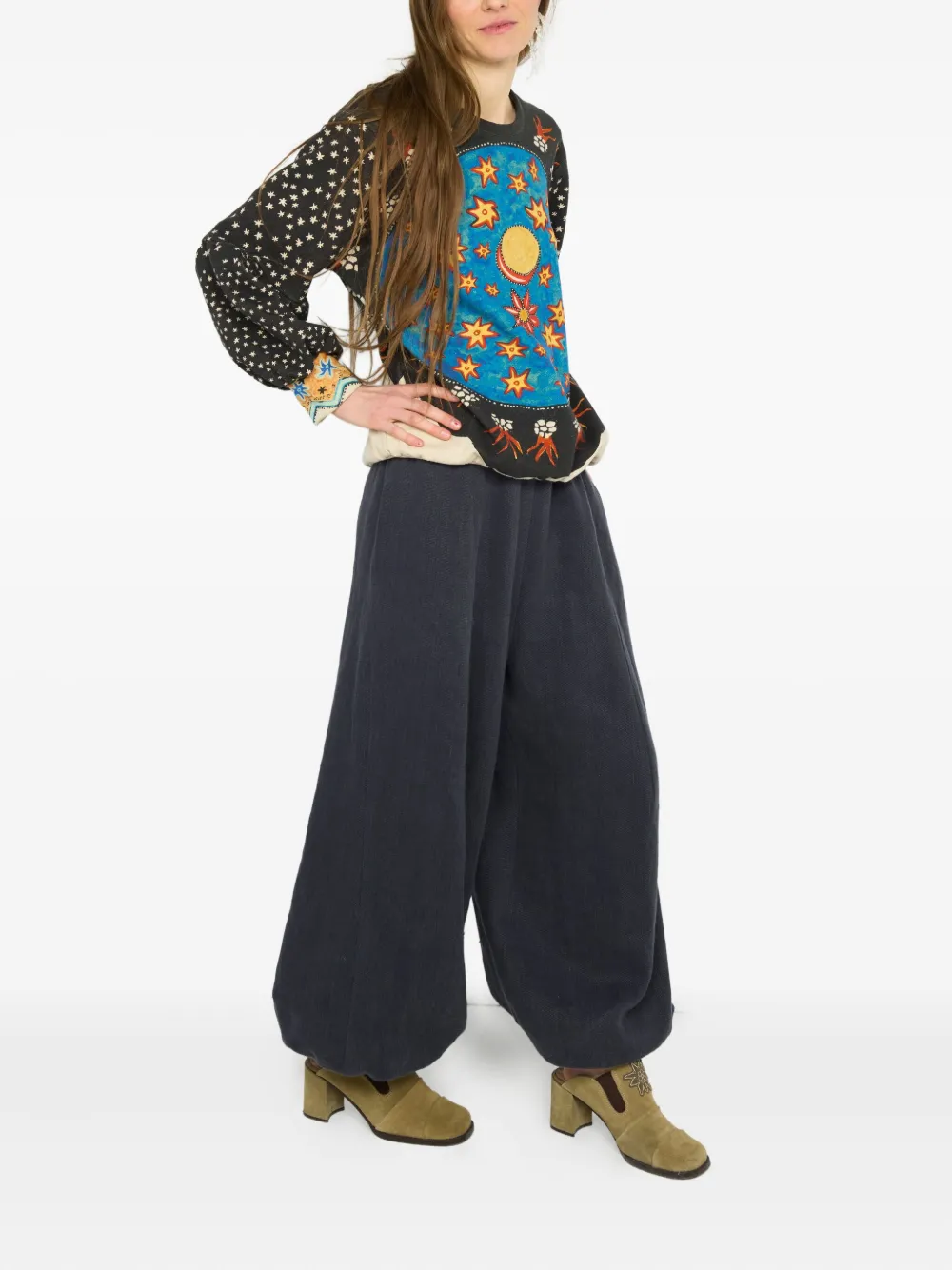 Anntian Celestial-print Pullover In Blue