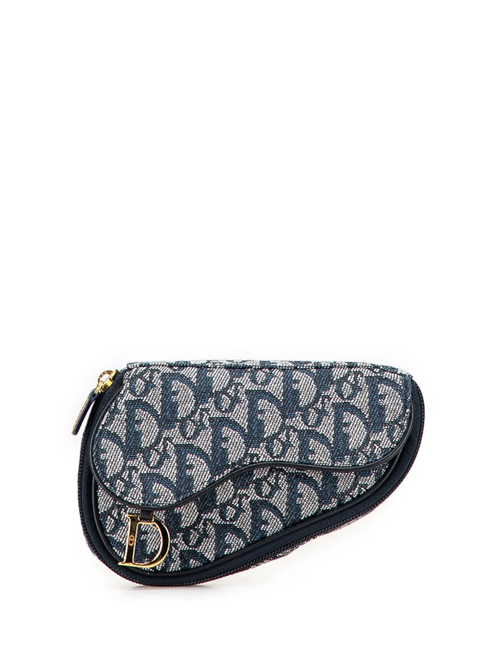 Pre-owned Dior 1998 Issimo Canvas Saddle Pouch In Blue
