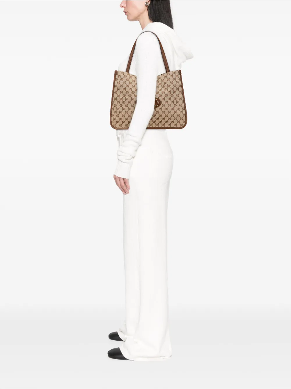 Pre-owned Gucci 2016-2025 Medium Gg Canvas Horsebit 1955 Tote Bag In Brown