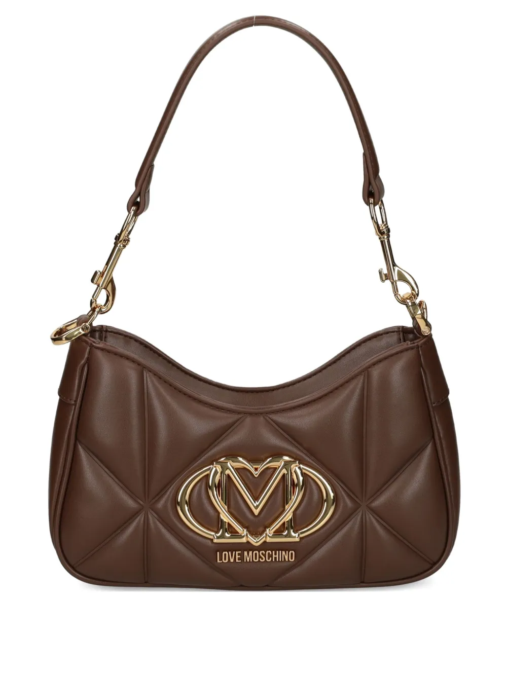 Love Moschino small quilted logo-plaque shoulder bag | Brown | Image 1