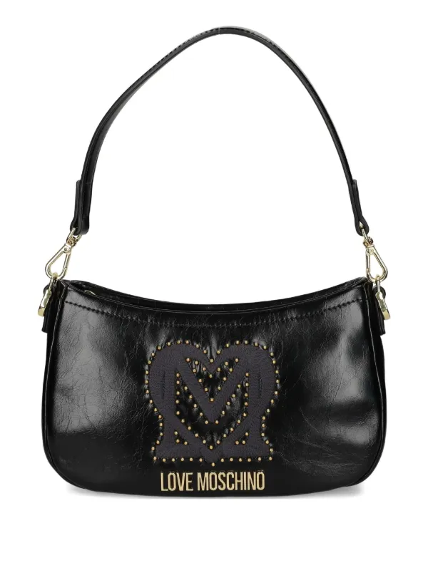 Love Moschino logo-plaque Studded Shoulder Bag | Black | FARFETCH