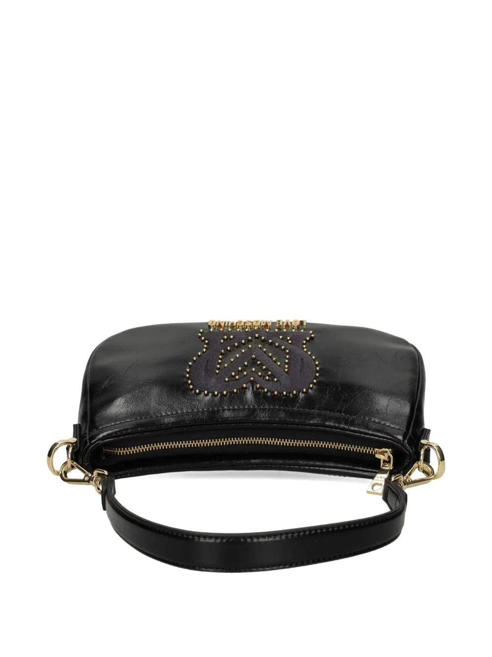 Love Moschino Logo-plaque Studded Shoulder Bag In Black