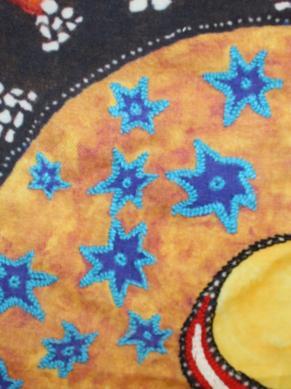 Anntian Star-print Embroidered Scarf In Multi