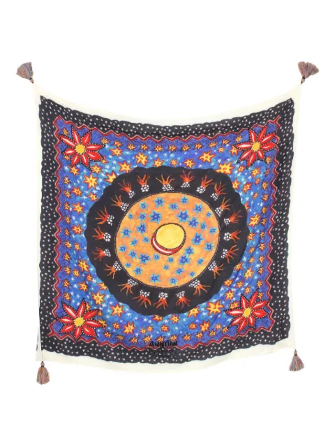 Anntian star-print embroidered scarf