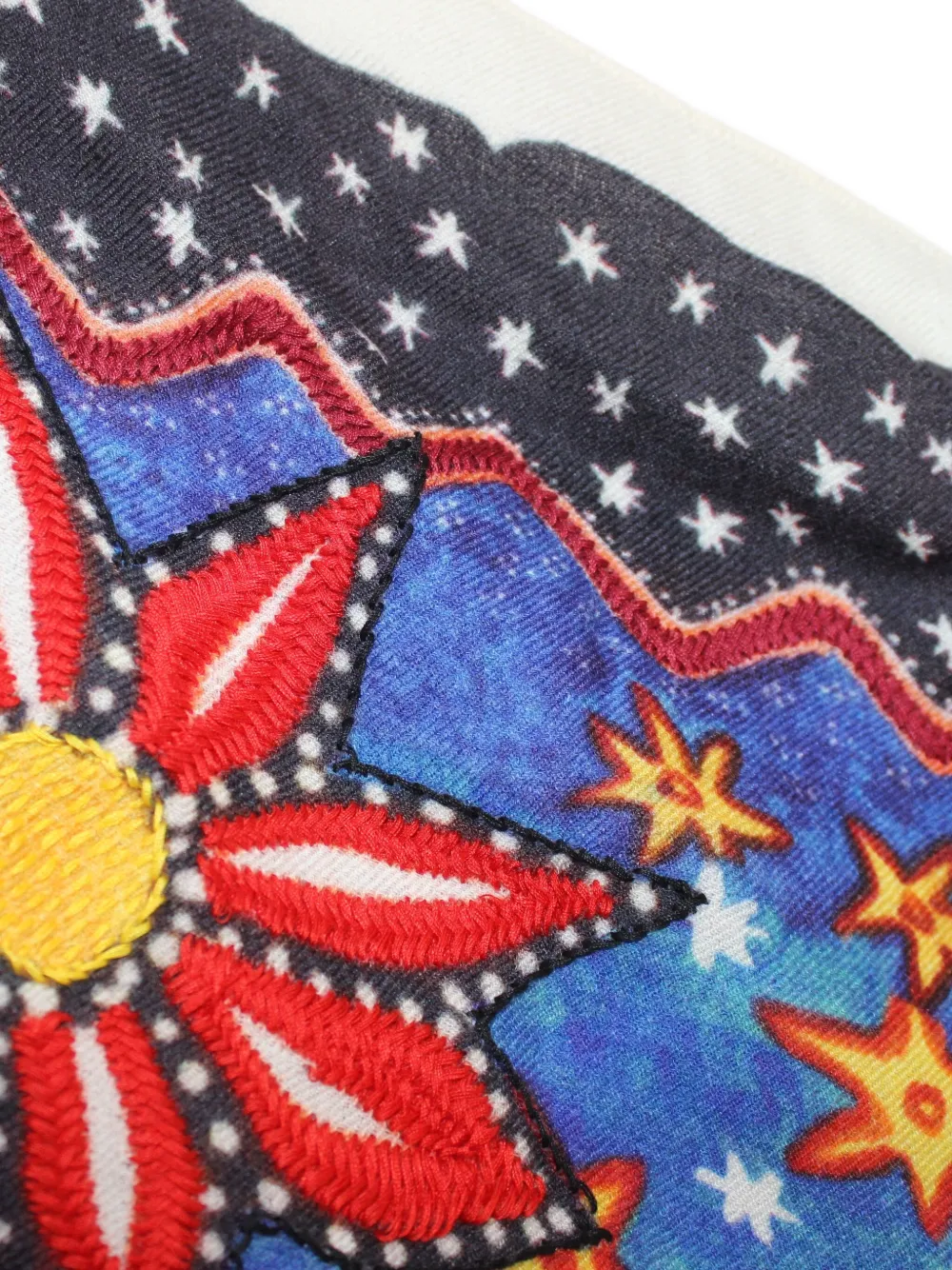 Anntian Star-print Embroidered Scarf In Multi