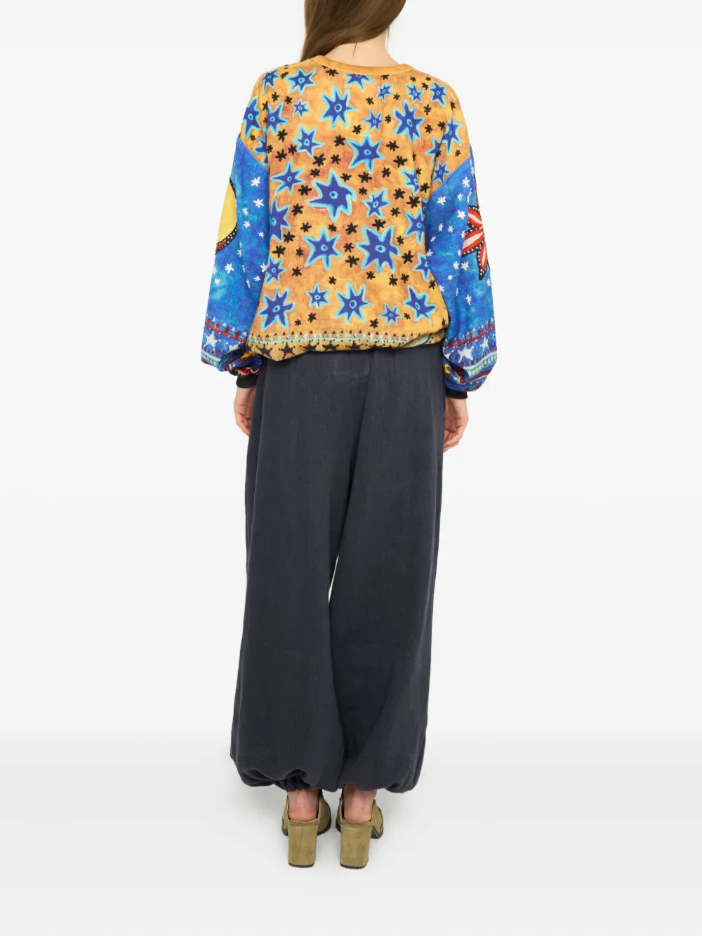 Anntian Star-flower Wool Sweater In Orange
