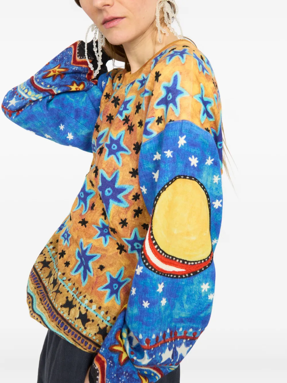 Anntian Star-flower Wool Sweater In Orange