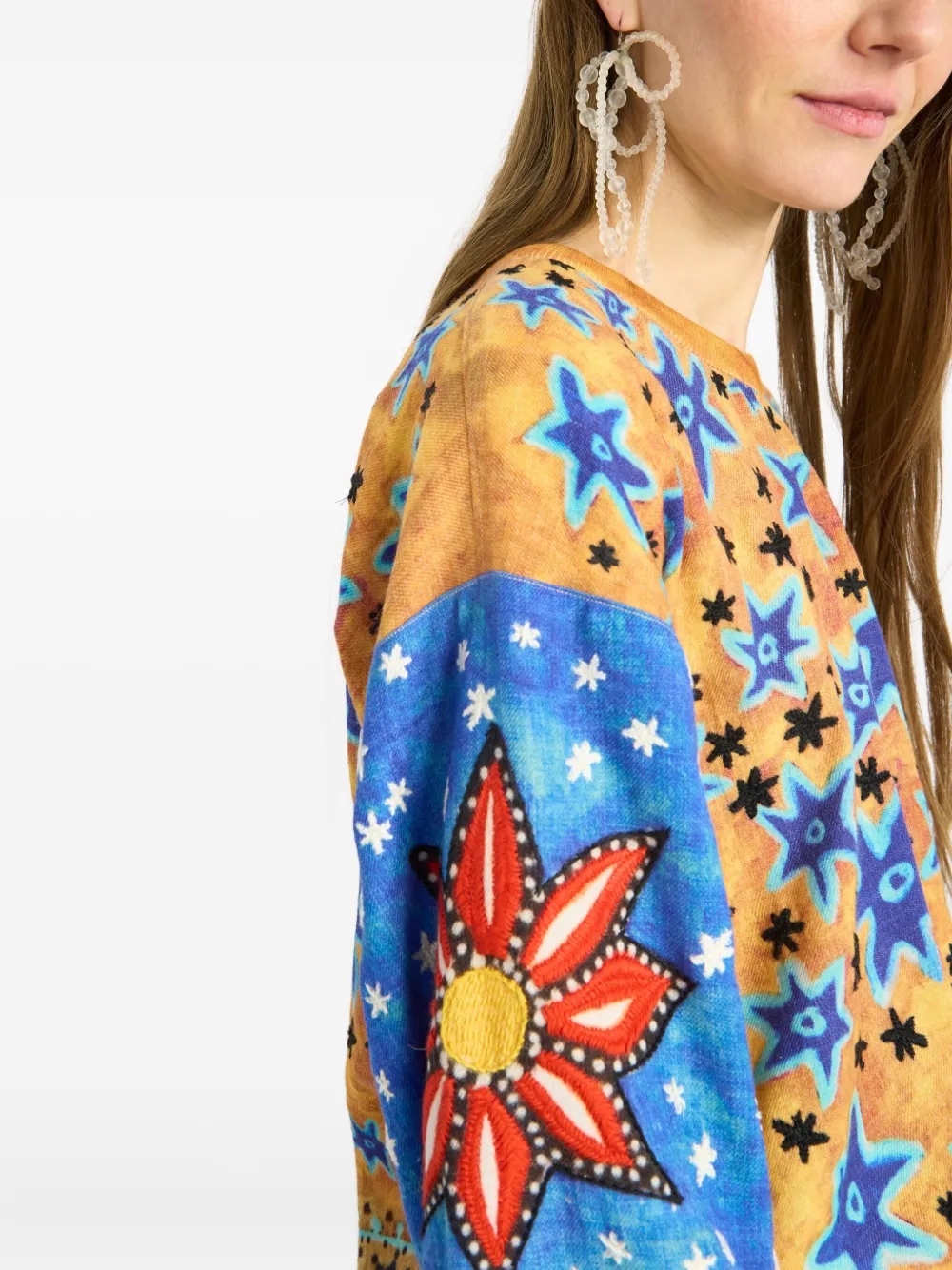 Anntian Star-flower Wool Sweater In Orange