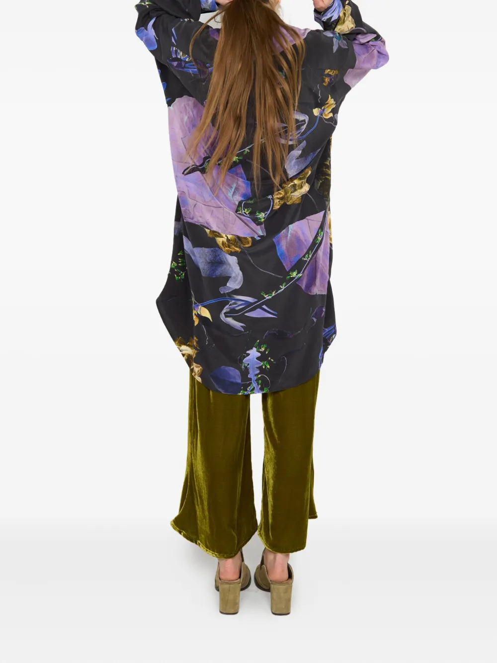 Anntian Floral-print Silk Shirt In Purple