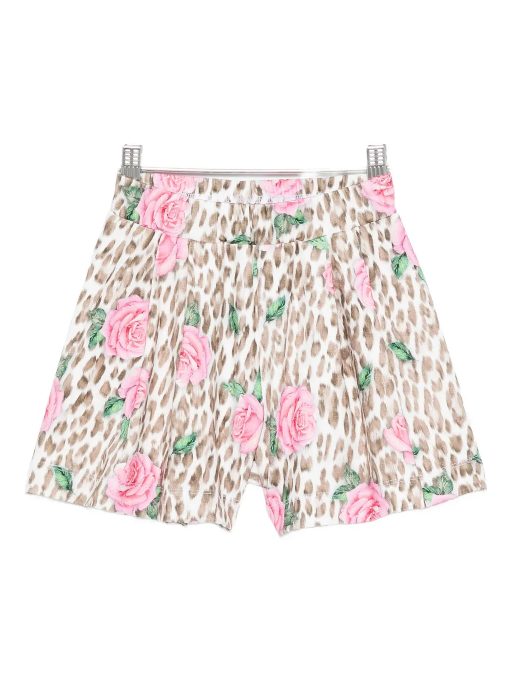 Monnalisa Rose-print Pleated Shorts In Multi