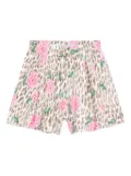 Monnalisa rose-print pleated shorts - Neutrals