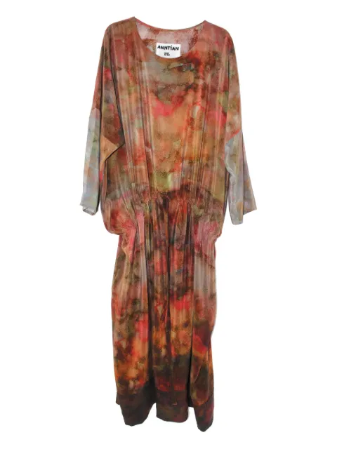 Anntian print drawstring midi dress