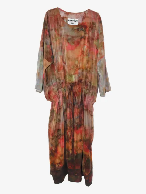 Anntian print drawstring midi dress